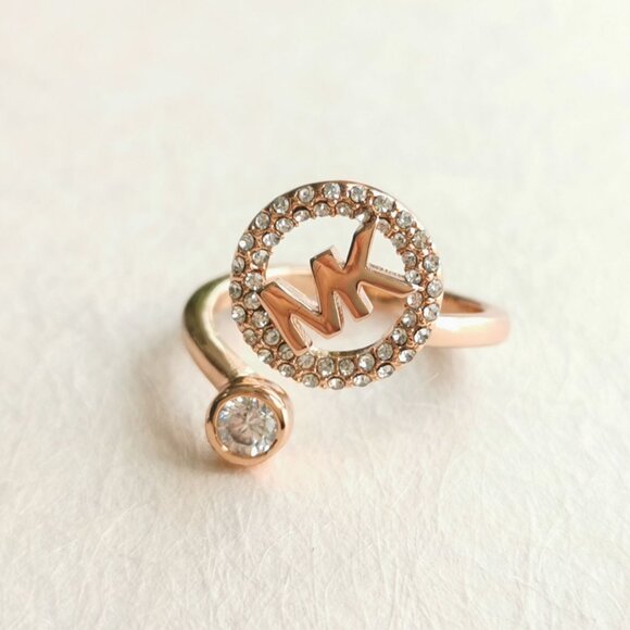 Michael Kors Monogram Logo and Crystal open ring size 7 - Picture 1 of 4